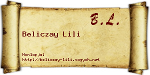 Beliczay Lili névjegykártya